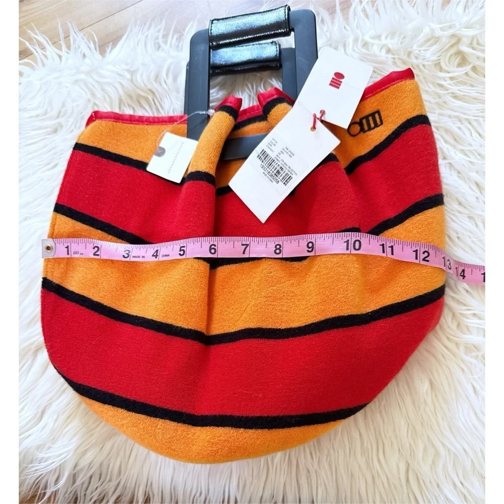 NWT Solid & Striped The Cassie Terrycloth Red & Orange Striped Bucket Purse Bag‌